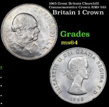 1965 Great Britain Churchill Commemorative Crown KM# 910 Grades Choice Unc
