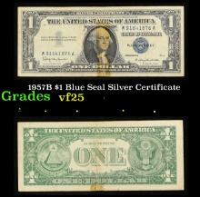 1957B $1 Blue Seal Silver Certificate Grades vf+