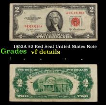 1953A $2 Red Seal United States Note Grades vf details