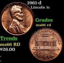 1961-d Lincoln Cent 1c Grades GEM+ Unc RD