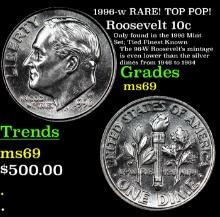 1996-w Roosevelt Dime RARE! TOP POP! 10c Grades ms69 BY SEGS