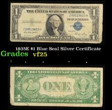 1935E $1 Blue Seal Silver Certificate Grades vf+