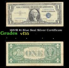 1957B $1 Blue Seal Silver Certificate Grades vf++