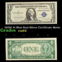 1935G $1 Blue Seal Silver Certificate Grades Select CU Motto