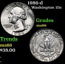 1986-d Washington Quarter 25c Grades GEM+ Unc