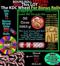 CRAZY Penny Wheel Buy THIS 1963-p solid Red BU Lincoln 1c roll & get 1-10 BU Red rolls FREE WOW