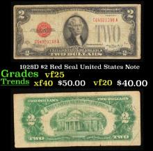 1928D $2 Red Seal United States Note Grades vf+