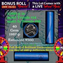 INSANITY The CRAZY Nickel Wheel 1000s won so far, WIN this 1987-p BU  roll get 1-5 FREE