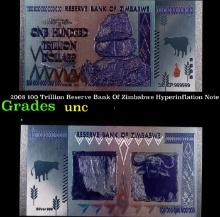 2008 100 Trillion Reserve Bank Of Zimbabwe Hyperinflation Note Grades Brilliant Uncirculated