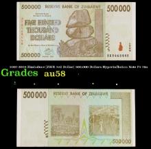 2007-2008 Zimbabwe (ZWR 3rd Dollar) 500,000 Dollars Hyperinflation Note P# 76a Grades Choice AU/BU S