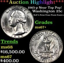 ***Auction Highlight*** 1965-p Washington Quarter Near Top Pop! 25c Graded ms67+ BY SEGS (fc)