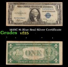 1935C $1 Blue Seal Silver Certificate Grades vf+