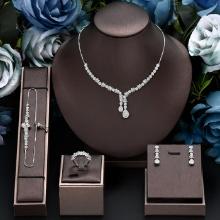 4 Piece Zirconia Bridal Jewelry Set, Necklace, Bracelet, Earrings, & Ring Sterling Silver .925