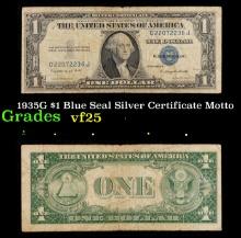 1935G $1 Blue Seal Silver Certificate vf+ Motto