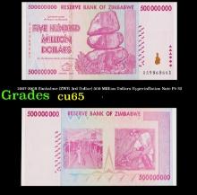 2007-2008 Zimbabwe (ZWR 3rd Dollar) 500 Million Dollars Hyperinflation Note P# 82 Grades Gem CU