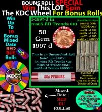 CRAZY Penny Wheel Buy THIS 1997-d solid Red BU Lincoln 1c roll & get 1-10 BU Red rolls FREE WOW