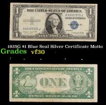 1935G $1 Blue Seal Silver Certificate Grades vf++ Motto