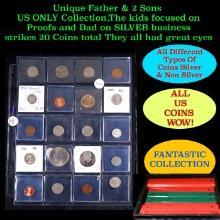 Unique Father & 2 Sons US ONLY Collection,The kids focused on Proofs and Dad on SILVER business stri