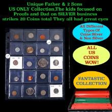 Unique Father & 2 Sons US ONLY Collection,The kids focused on Proofs and Dad on SILVER business stri