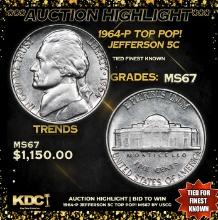 ***Auction Highlight*** 1964-p Jefferson Nickel TOP POP! 5c Graded GEM++ Unc By USCG (fc)
