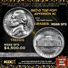 ***Auction Highlight*** 1987-d Jefferson Nickel TOP POP! 5c Graded ms68 5fs By SEGS (fc)