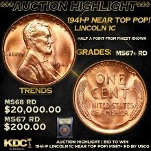 ***Auction Highlight*** 1941-p Lincoln Cent Near Top Pop! 1c Graded GEM++ RD By USCG (fc)