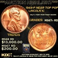 ***Auction Highlight*** 1944-p Lincoln Cent Near Top Pop! 1c Graded GEM++ RD By USCG (fc)