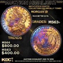 ***Auction Highlight*** 1887-o Morgan Dollar Steve Martin Collection Colorfully Toned $1 Graded Sele