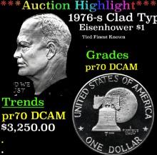 Proof ***Auction Highlight*** 1976-s Clad Type 2 Eisenhower Dollar TOP POP! $1 Graded pr69 dcam BY S