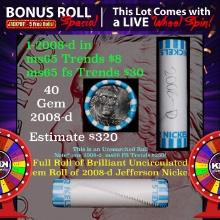 1-5 FREE BU Nickel rolls with win of this 2008-d SOLID BU Jefferson 5c roll incredibly FUN wheel