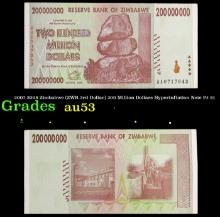 2007-2008 Zimbabwe (ZWR 3rd Dollar) 200 Million Dollars Hyperinflation Note P# 81 Grades Select AU