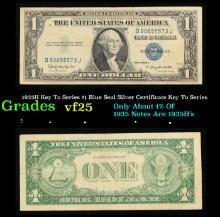 1935H Key To Series $1 Blue Seal Silver Certificate Key To Series Grades vf+