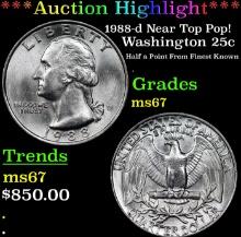 ***Auction Highlight*** 1988-d Washington Quarter Near Top Pop! 25c Graded ms67 BY SEGS (fc)