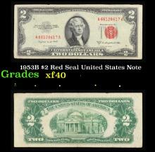 1953B $2 Red Seal United States Note Grades xf