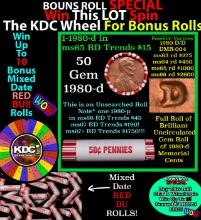 CRAZY Penny Wheel Buy THIS 1980-d solid Red BU Lincoln 1c roll & get 1-10 BU Red rolls FREE WOW