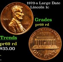 Proof 1970-s Large Date Lincoln Cent 1c Grades Gem++ Proof Red