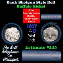 Buffalo Nickel Shotgun Roll in Old Bank Style 'Bell Telephone' Wrapper 1927 & d Mint Ends