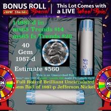 1-5 FREE BU Nickel rolls with win of this 1987-d SOLID BU Jefferson 5c roll incredibly FUN wheel