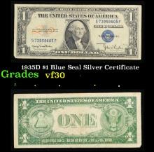 1935D $1 Blue Seal Silver Certificate Grades vf++