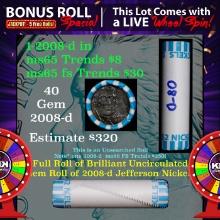 1-5 FREE BU Nickel rolls with win of this 2008-d SOLID BU Jefferson 5c roll incredibly FUN wheel