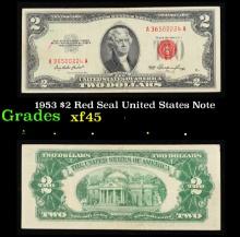 1953 $2 Red Seal United States Note Grades xf+
