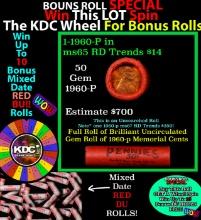 1-10 FREE BU RED Penny rolls with win of this 1980-p SOLID RED BU Lincoln 1c roll incredibly FUN whe
