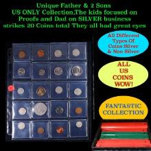 Unique Father & 2 Sons US ONLY Collection,The kids focused on Proofs and Dad on SILVER business stri