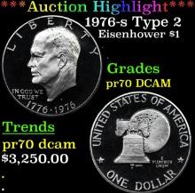 Proof ***Auction Highlight*** 1976-s Type 2 Eisenhower Dollar 1 Graded pr70 DCAM BY SEGS (fc)