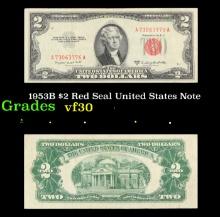 1953B $2 Red Seal United States Note Grades vf++