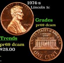 Proof 1974-s Lincoln Cent 1c Grades GEM++ Proof Deep Cameo