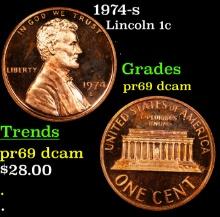 Proof 1974-s Lincoln Cent 1c Grades GEM++ Proof Deep Cameo