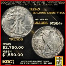 ***Major Highlight*** 1929-d Walking Liberty Half Dollar 50c Choice+ Unc USCG (fc)
