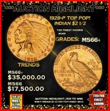 ***Major Highlight*** 1928-p Gold Indian Quarter Eagle TOP POP! $2 1/2 ms66+ SEGS (fc)