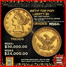 ***Major Highlight*** 1857-p Gold Liberty Half Eagle TOP POP! $5 Choice+ Unc USCG (fc)